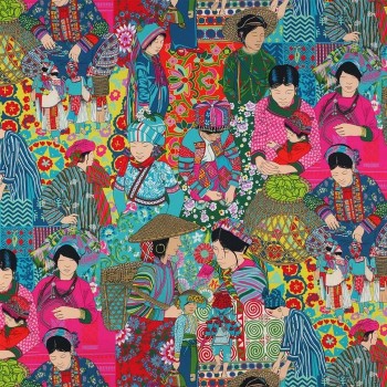 Tissu Voyage en Chine Turquoise de Manuel Canovas | Laurine Déco