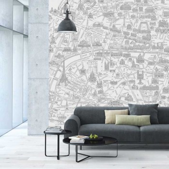 Panoramique Plan de Paris monumental gris