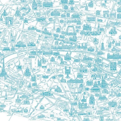 Panoramique Plan de Paris monumental bleu
