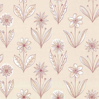 Papier peint florette pastille