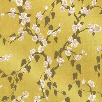 Papier peint sakura yellow lustre