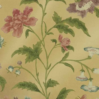 Papier peint china rose emerald lustre