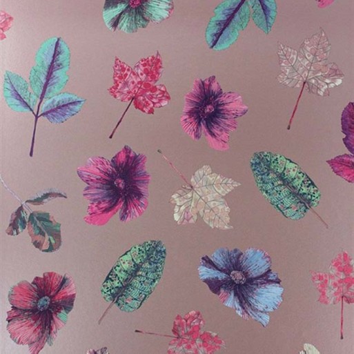 Papier peint Woodland Jade / Blue / Pink / Rose Gold