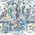 Papier Peint Japanese Garden Violet / Petrol / Buttercup W7024-01