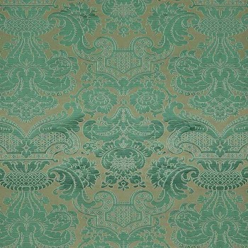 Tissus Brocatello Turquoise Vert Sapin