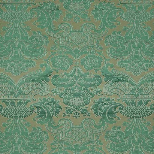 Tissus Brocatello Turquoise Vert Sapin