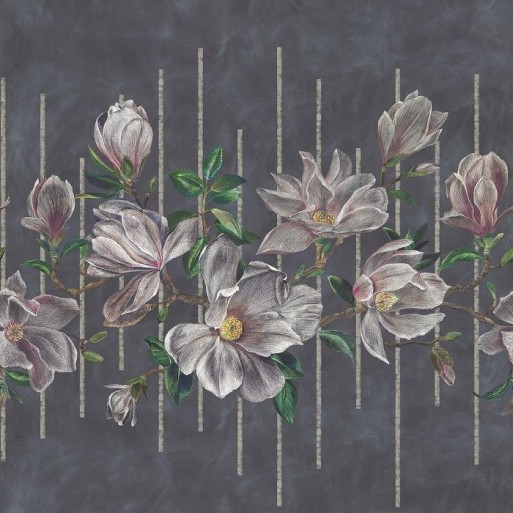 Magnolia Frieze Charcoal / Pink W7338-01