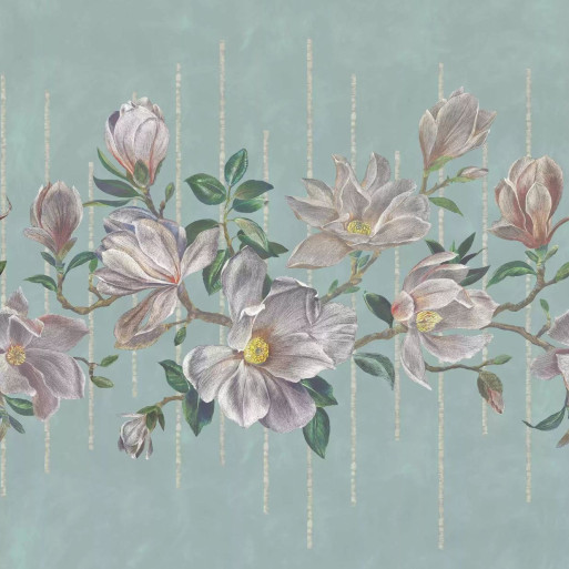 Magnolia Frieze Aqua / Ochre W7338-02