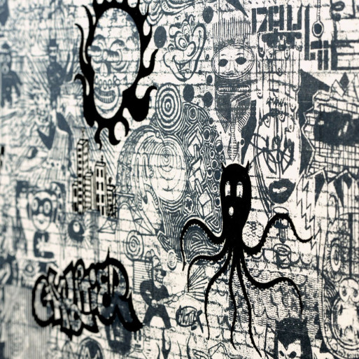 Papier peint Ernest Ecru / Noir Jean-Paul Gaultier