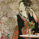 papier peint Geisha Graffiti