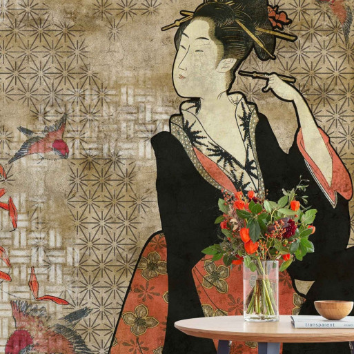 papier peint Geisha Graffiti