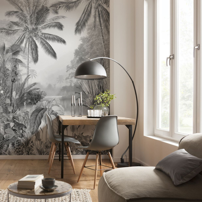 papier peint Lac tropical black & white