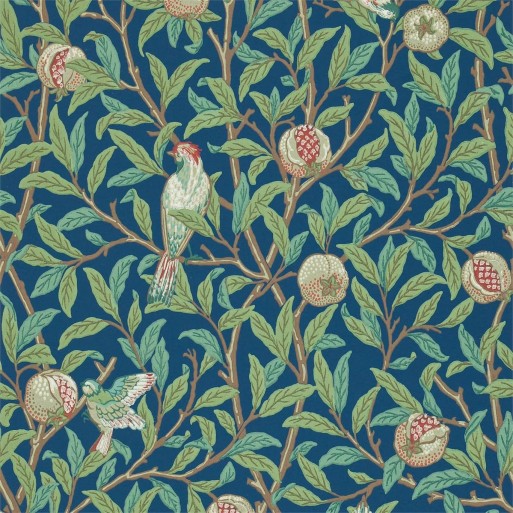 Bird & pomegranate blue/sage 216815