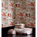 Tissu Madame Butterfly Rouge de Chine - Manuel Canovas
