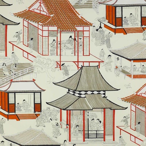 Tissu Madame Butterfly Rouge de Chine 04805/01