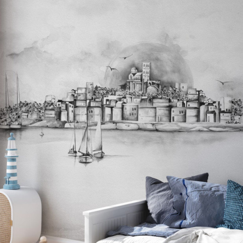 papier peint Massilia noir & blanc les dominotiers