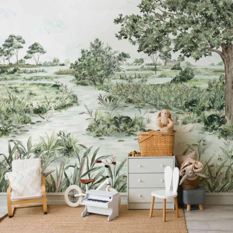 papier peint Les Marais des Aigrettes les dominotiers